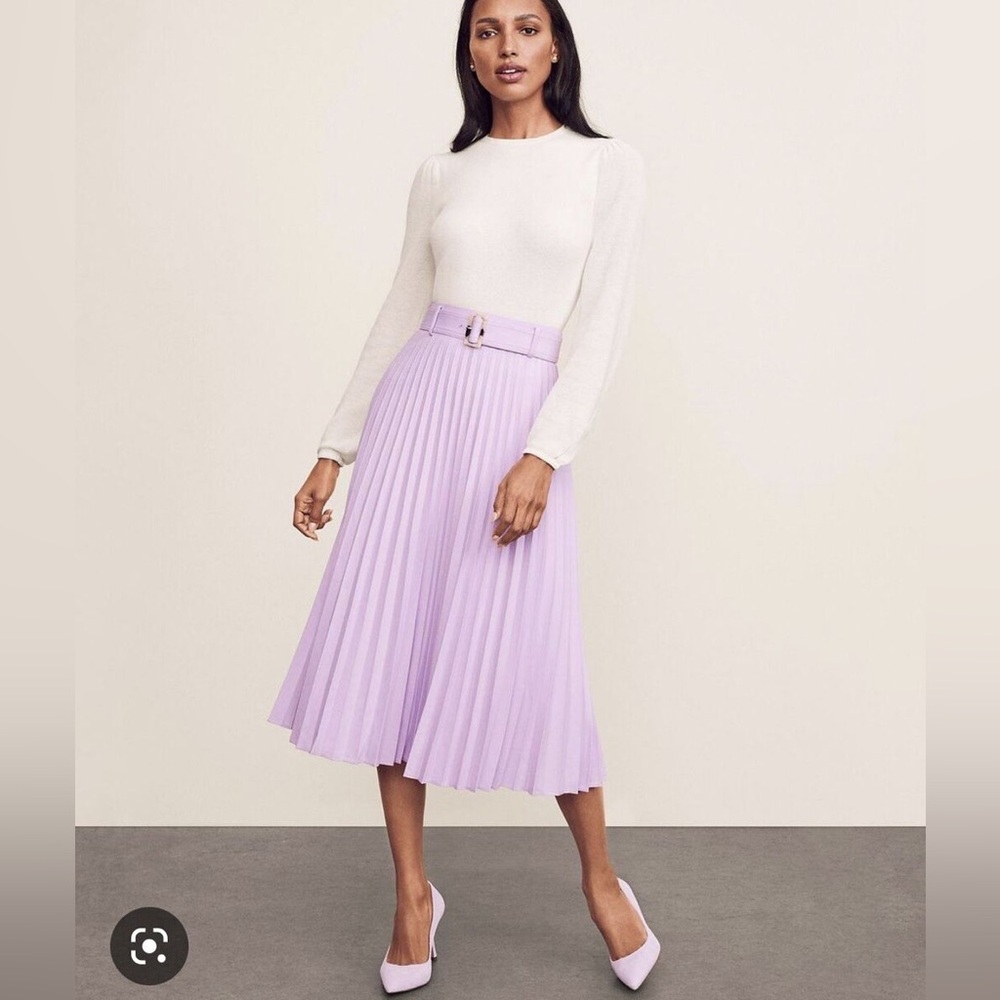 Ann Taylor Lavender Pleated Midi Skirt